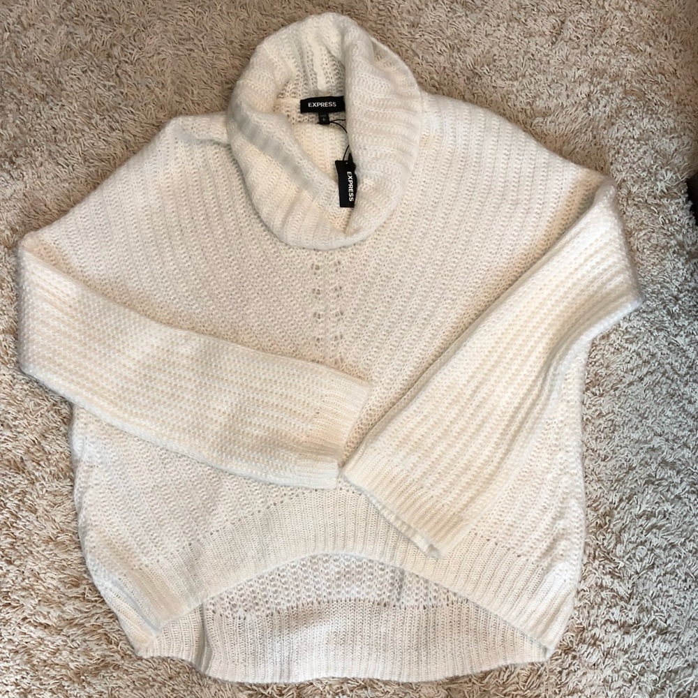 EXPRESS Cowl Neck white knit sweater NWT